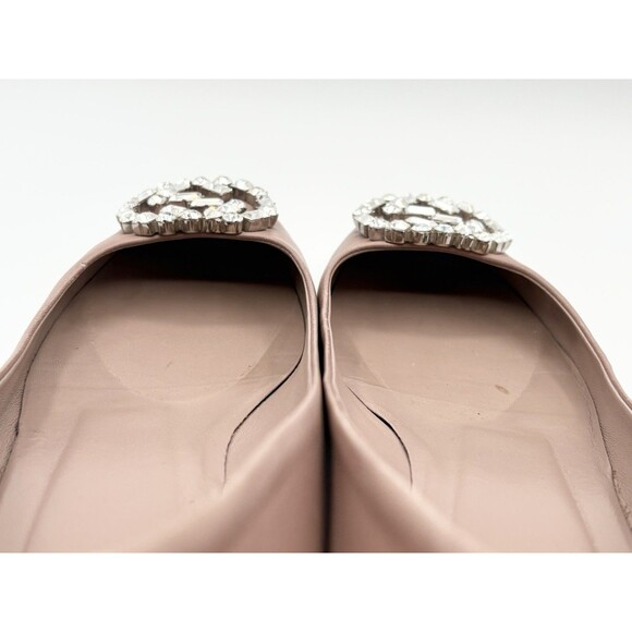 Gucci Nappa Crystal Interlocking G Low Heel Pumps Pink/Nude Leather Sz EU 35.5 - Picture 9 of 15